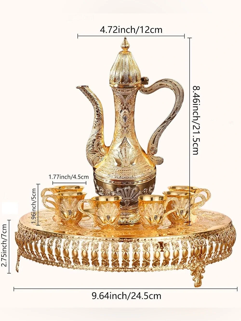 Elegant Gold Turkish Coffee Set